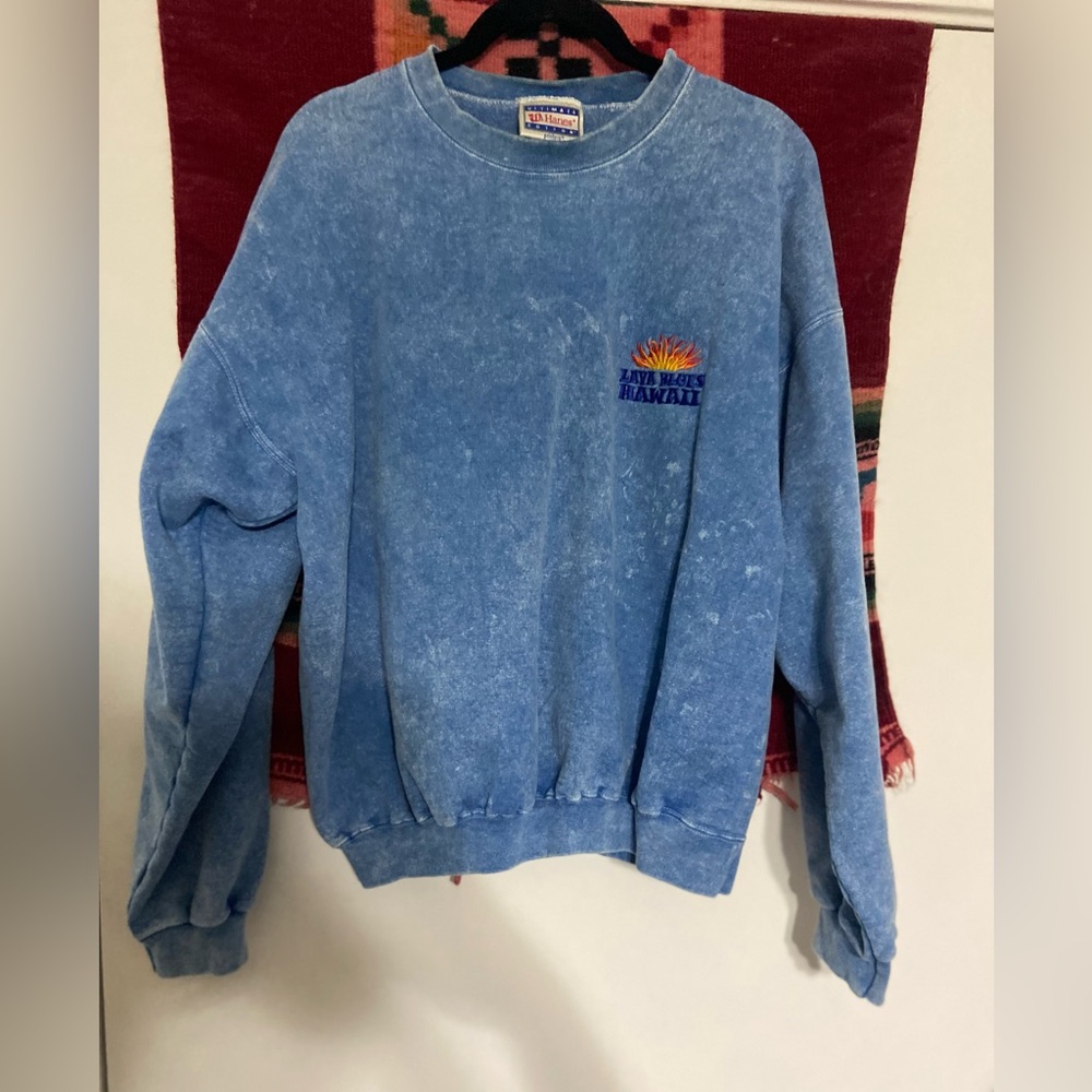Vintage 90s Hanes sweatshirt. Stone washed. Embroidered with Lava Blues Hawaii.